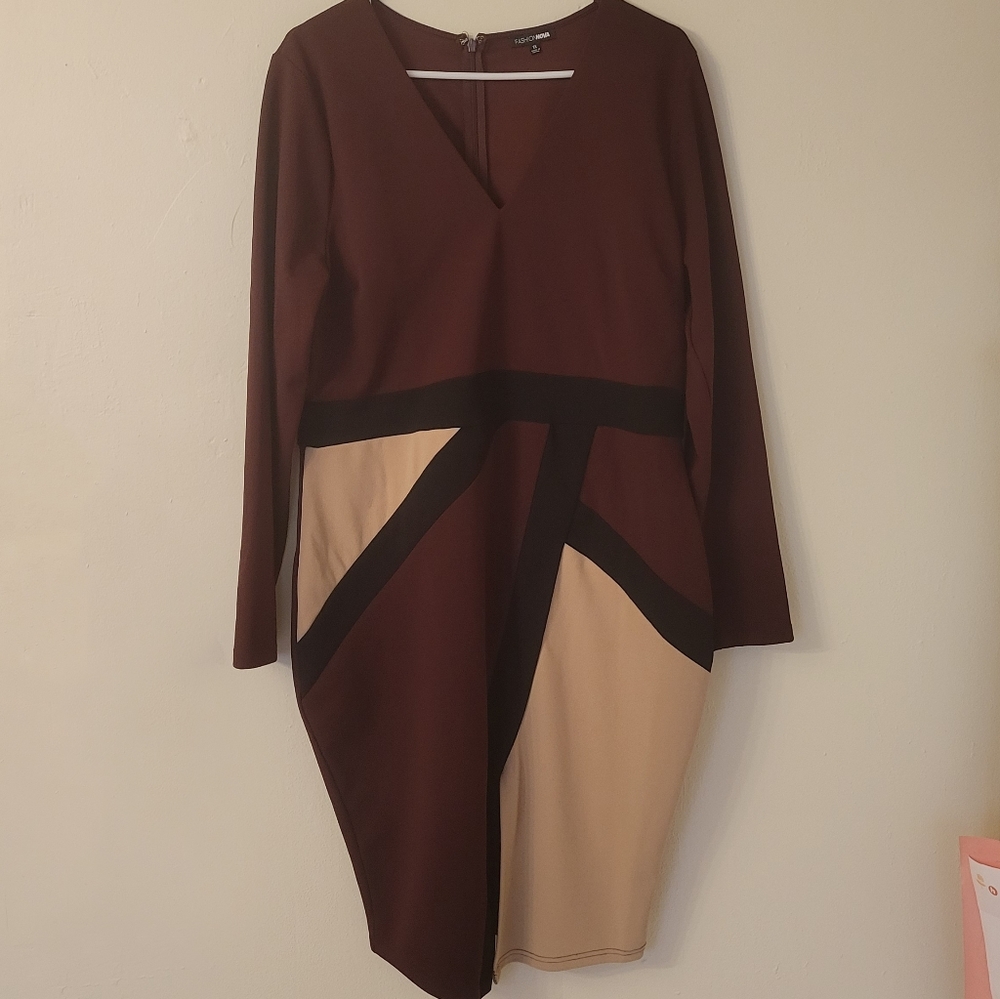Fashion Nova Midi Dress with split - 1X